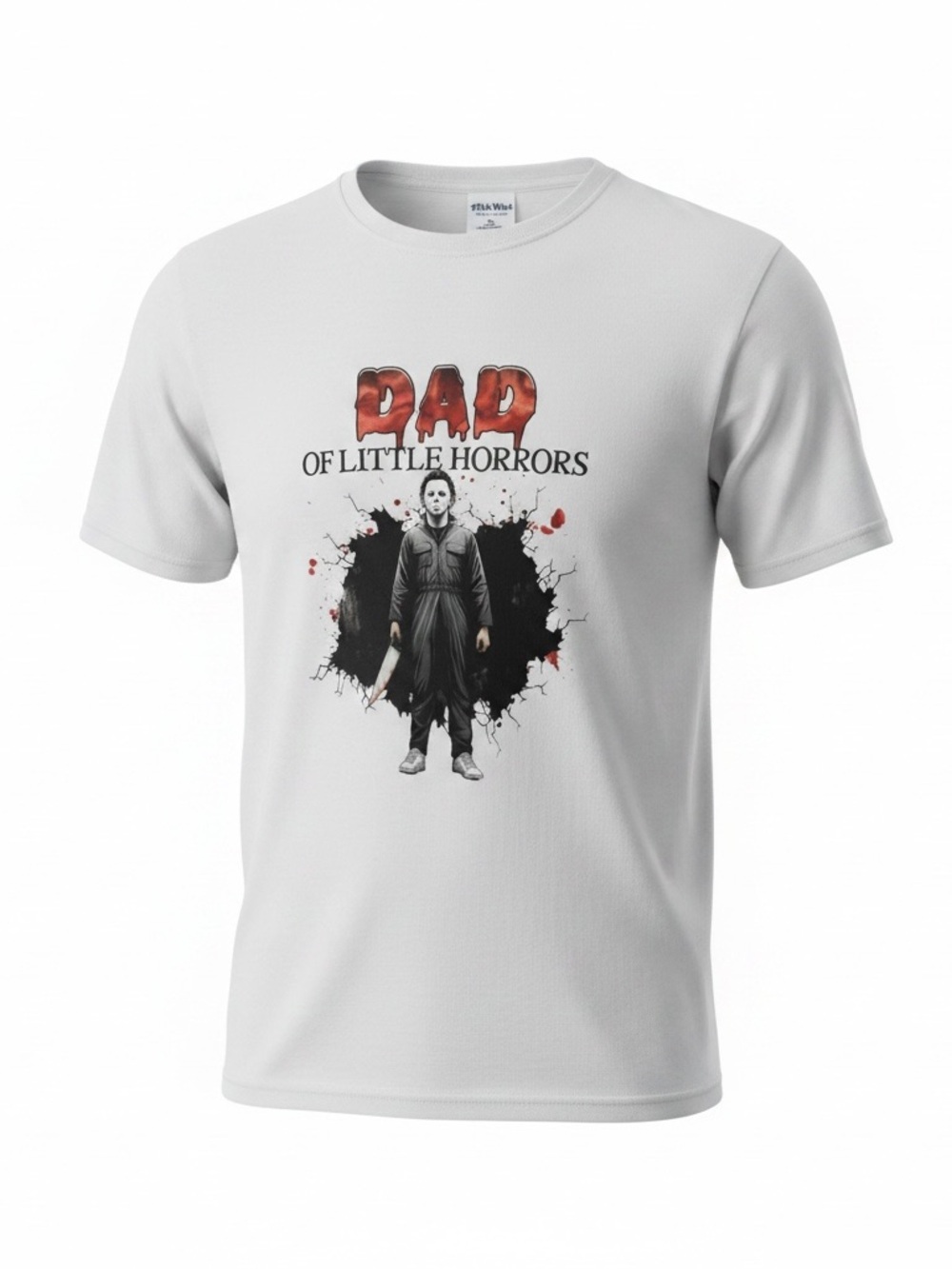 Halloween Shaka Wear Dad of Little Horrors Short Sleeve Graphic Tee - White